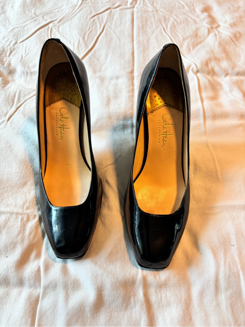 Cole Haan Black Patent Leather Square-Toe Pumps